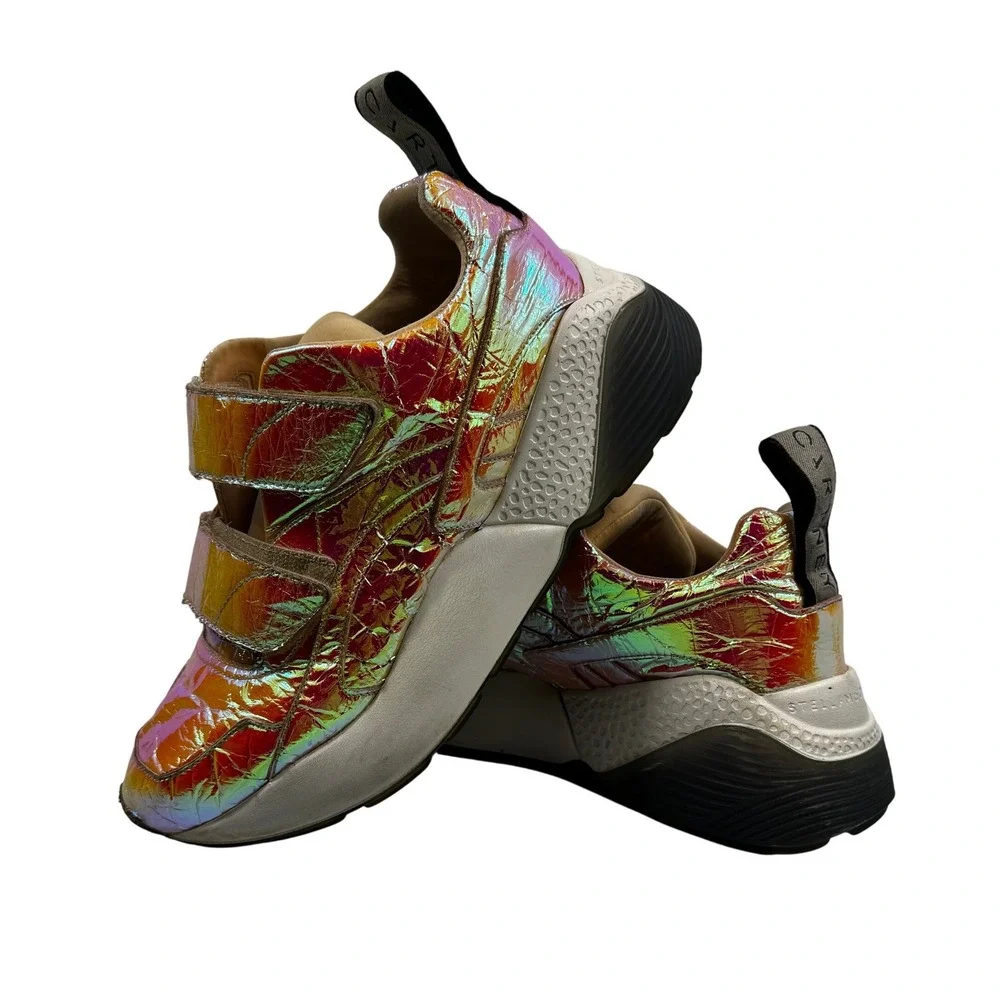 Stella McCartney Eclypse Holographic Platform‎ Sneakers Multi Velcro Womens 6